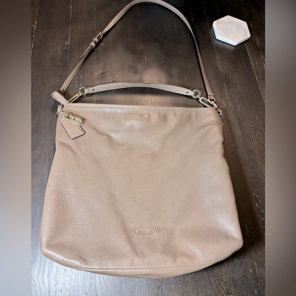 Coach Brown Taupe Leather Tote Bag L1380-27858